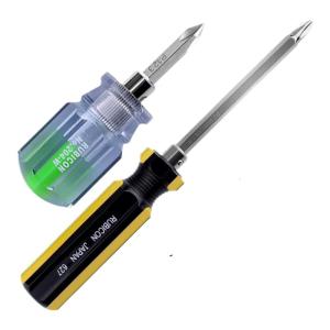 Rubicon Double-Ended Screwdriver Home Repair Phillips And Flat Head Short Handle Magnetic Chrome Vanadium Alloy Steel Tool