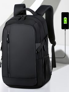 Business Waterproof Leather Film Laptop Bag Large Capacity Travel Mens Commuter Sports Backpack Water Resistant Shoulder Bag