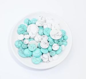 5/10pcs/Lot 4-25mm Round Blue White Turquoise Cabochons Natural Bulk Stone Bead for DIY Jewelry Making Pendant Bracelet