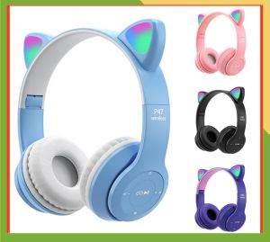 Tai Nghe Mèo Bluetooth P47M Chụp Tai HEADPHONE Tai Mèo Dễ Thương Có Mic Âm Bass Mạnh Mẽ