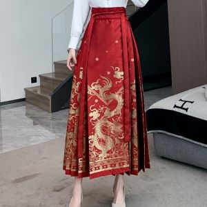 New Chinese Style Han Dynasty Improved Red Horse-Face Skirt Matching Top Suit Female Fall and Winter Small Daily Work Clothing Wearable