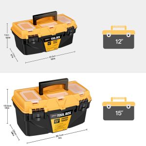 AIRAJ 15/12 Inch Hardware Tools box Plastic Thick Combination Suitcase Electrician Carpenter Electric Drill Storage Box