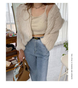 ขนกระต่ายสองด้าน แขนยาว เสื้อคลุมผู้หญิง ทรงสั้น แฟชั่นฤดูใบไม้ร่วง/ฤดูหนาว ขนกระต่ายแท้ ขนสั้น โพลีเอสเตอร์ผสมคอตตอน