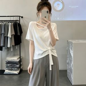 V.C.I | Irregular Shoulder Design T-shirt for Plus Size Women Slimming Loose