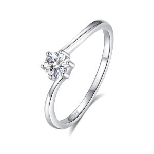 แหวนเพชรโมอิสแท้0.3กะรัต925เงินสเตอร์ลิงสำหรับผู้หญิงรับประกันของขวัญวันเกิดเด็กหญิงครบรอบ