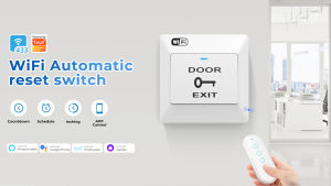 SMATRUL Tuya Smart Access Control WIFI Door Control Switch RF433 Intelligent Automatic Reset Exit Button Remote Door Opening Smart Life App Voice Opening Remote Controller For AlexaGoogle Home