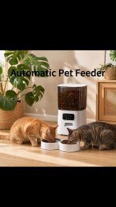 Greenpet Automatic Pet Feeder with Camera 5L Smart WiFi App Control Double Stainless Steel Bowl for Cat Dog Dry Food Dispenser Scheduled Feeding