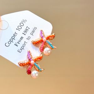 Colorful Coral Starfish Earrings Womens Beach Vacation Sweet Style Fashion Jewelry Hoops Alloy Material Ocean Theme