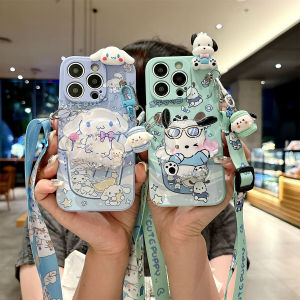 Cute Cartoon Lemon Tea Pachat Dog Full Cover Soft Silicone Phone Case for Realme GT Neo5 GT Neo6 GT7 Neo6 Mobile Stand Anti-Fall