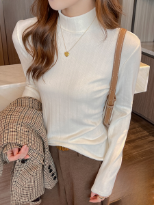 miiow | Womens High Collar Double Sided Fleece Long Sleeve Base Shirt Autumn Winter Fashionable Inner Wear Slim Fit Warm Top