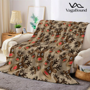 Beast Kingdom | Cute Reindeer Christmas Flannel Blanket Perfect for Sofa Office Bed Travel Sleep Read Relax Camping Four Season Use