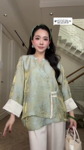 Đồ Lam Đi Chùa # Bộ Lụa Ánh Kim 1 Nút # Quần Áo Nữ # Bộ Đồ Truyền Thống Nữ
