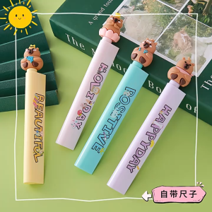 0.5MM Capybara Gel Pen With Ruler Blk Ink 1PC School Stationery