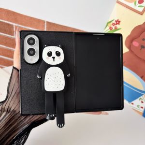 Cute 3D Cartoon Animal Foldable Stand Case For Samsung Galaxy Z Fold 8 Ultra 7 6 5 4 Fold8 Holder Shockproof Flip Back PC Cover