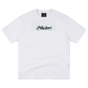 MEDM | Color Change Floral Embroidery and Letter Print Loose T-Shirt