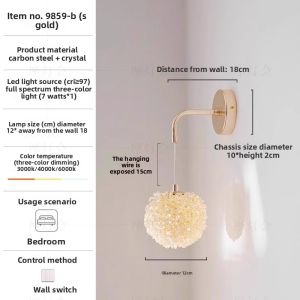 FANCY LAMP CLUB | Luxury French Style Crystal Creative Wall Art Bedside Wall Lamp
