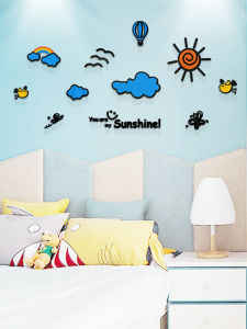 INS Style 3D Wall Stickers Sun Rainbow Clouds Childrens Room Kindergarten Background Wall Stickers Acrylic Decoration