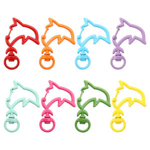 2/5ชิ้น28X42มม. หลากสีปลาโลมาตะขอทริกเกอร์ตะขอหัวเข็มขัดสำหรับพวงกุญแจกุ้งก้ามกรามตะขอเกี่ยวสำหรับสร้อยคอเข็มกลัดพวงกุญแจเครื่องประดับ