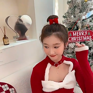 Dây Cột Tóc Nơ Bông Màu Đỏ Caro Xinh Xắn Cho Bé Gái