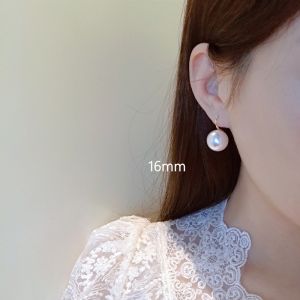 ต่างหูไข่มุกขนาดใหญ่สไตล์ย้อนยุค Lezi รุ่นใหม่ ดีไซน์หรูหรา 16 มม. ต่างหูแบบห้อย หัวเข็มขัด กระเป๋า หมวก ถุงเท้า