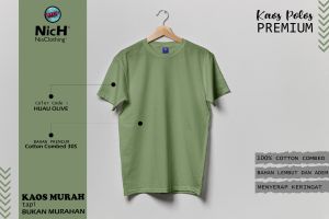 kaos polos hijau avocado/olive cotton combad 30s 100% full cotton