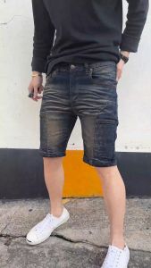 กางเกงขาสั้น MANTA DENIM รุ่น KS07 สีฟอกสนิม เสริมกระเป๋าข้าง 2 จุด ล็อคโทรศัพท์ ผ้ายืดเยอะใส่สบาย