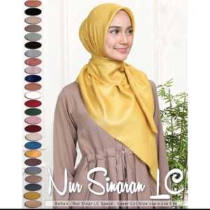 Hijab Polos Sinar Glamour segi empat PolySofter Terbaru Kerudung Tepi Lasercut