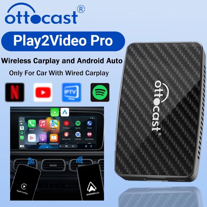 OTTOCAST Play2Video Pro Wireless CarPlay Android Auto Adapter