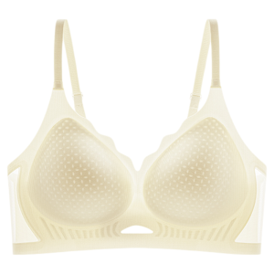 Miiow | Invisible Ice Silk Thin Womens Underwear Breathable Summer Bra Soft Support Gathered V-Cup Nylon Side Wings Adjustable Straps