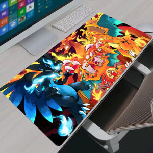 Bandai | Anime Gaming Mouse Pad P-Pokemon Charizard Gamer Cabinet Mouse Mat Keyboard Mousepad Lock Edge Computer Desk Mat