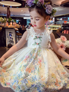 Váy Công Chúa Mùa Hè Cho Bé Gái Váy Cổ Chữ V Họa Tiết Hoa Váy Midi Cho Bé Gái Váy Dự Tiệc Mùa Hè Cho Bé Gái