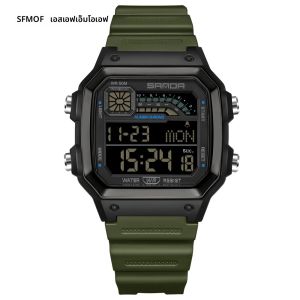 นาฬิกาข้อมืออิเล็กทรอนิกส์ SANDA 6196 รุ่นหรูสำหรับผู้ชาย พร้อมหน้าปัดเรืองแสงอเนกประสงค์ ปฏิทิน กันน้ำ แฟชั่น นาฬิกาดิจิตอลผู้ชาย