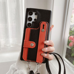 Luxury Leather Lanyard Slot Card Wallet Holder Case For Samsung S24 S25 Ultra Edge S23 FE S22 Plus Note 20 A72 A55 A52 A45 A35