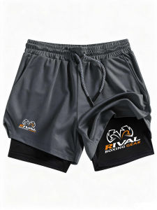 Men 2-In-1 Double-Deck Boxing Running Short Sportswear Running Gym Fitness Training Jogging Bottoms Comfortable Elastic Clothing