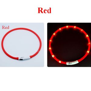 Silicone LED Dog Collar Rechargeable 3 Working Mode More Lighter Softer Max 70cm Night Safety Flashing Glow Collar Anti Lost
