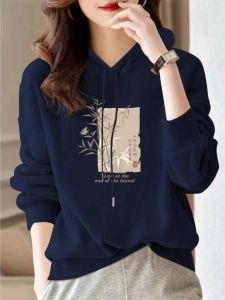 Pure Cotton Hoodie Womens Winter Thickened Fleece Lined Casual Style Printed Loose Fit Long Sleeve T-Shirt from Shandong Jimo