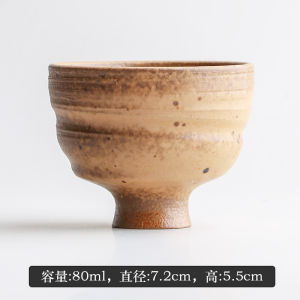 Handmade Large Footed Tea Cup 80ml Single Piece Ceramic Gongfu Tea Set Vintage Style Chinese Style Hostess Cup High Quality