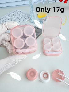 Portable Cute Contact Lens Case with Tweezers Clip Rods Care Storage Box for Invisible And Beautiful Eyes Two Pairs Included