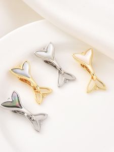 Double Use 18K Gold Plated Black And White Shell Fish Tail Clasp DIY Pearl Bracelet Necklace Connector Alloy Jewelry Accessory