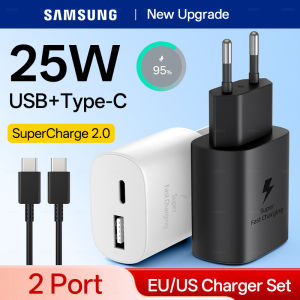 2 Port 25W Samsung Type C USB Charger 5A Cargador Cable PD Super Charging Samsung S25 S24 S23 Ultra A34 A35 For iPhone 16 15 14
