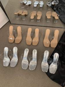 Translucent Chunky Heel Sandals Fairy Shoes 2025 New Summer Fashion French High Heel Slippers Korean Style Diamond Embellished