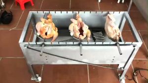 Lò Nướng Thịt Than Hoa Tự Quay.  Motor ÁC QUY 12V .Tặng kèm 15 xiên đơn và 3 xiên 3 INOX. Loại 15 Xiên Không Quạt