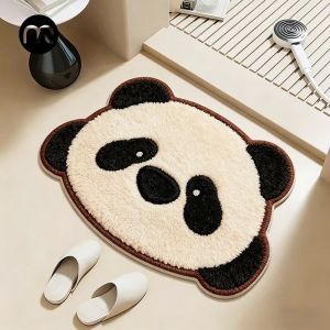 VIKAMA Cartoon Animal Fuzzy Bath Rug Water Absorbing Anti-Slip Entrance Mat Childrens Bedroom Decorative Item