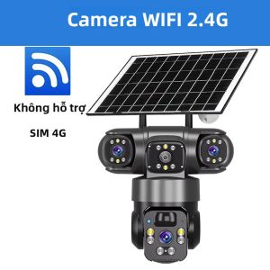 Camera An Ninh Không Dây Năng Lượng Mặt Trời V380 Pro 6K 4G Sim Card Camera IP Năng Lượng Mặt Trời Ba Ống Kính Camera Dome Ngoài Trời WiFi Với Âm Thanh Hai Chiều