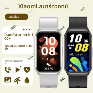 สมาร์ทวอท์ช 1.45 นิ้ว HD หน้าจอ AMOLED บลูทูธนาฬิกาอัจฉริยะอัตราการเต้นของหัวใจการนอนหลับการตรวจสอบสุขภาพกีฬานาฬิกาสำหรับผู้ชายผู้หญิง