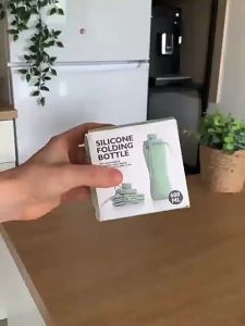 Botol Air Minum Lipat Botol Air Lipat Botol Olahraga Yoga Silikon Portable 600ml 3190