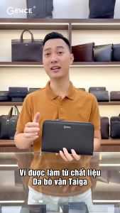 Ví Da Cầm Tay Công Sở Clutch Nam Hàng Hiệu GENCE HT21 Da Bò Cao Cấp Màu Đen