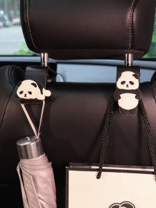 ตะขอแขวนหลังเบาโรงรับรองรถยนต์ตะขอแขวนสีดำเก็บของแถว ลายการ์ตูนแพนด้านเพื่อให้ความรู้สึกดีของตกแต่งในรถ