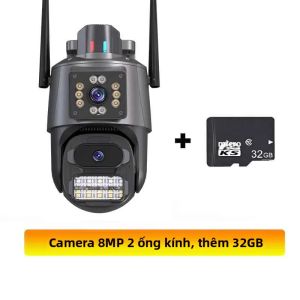 Camera Giám Sát WiFi 6K 12MP Với 3 Ống Kính 3 Màn Hình Zoom Kỹ Thuật Số AI Phát Hiện Người ONVIF Camera IP PTZ Ngoài Trời 8MP