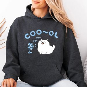 1Pc ‘COOL’ Summer Samoyed (Enjoying Fan Breeze) Heat Transfer Patches For Clothes DIY Washable T-shirts Iron-on Thermal Stickers